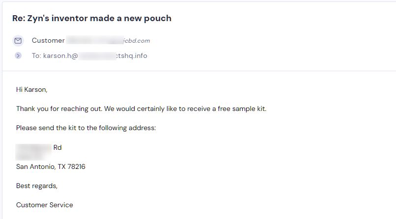 Retailer reply from Sesh Products